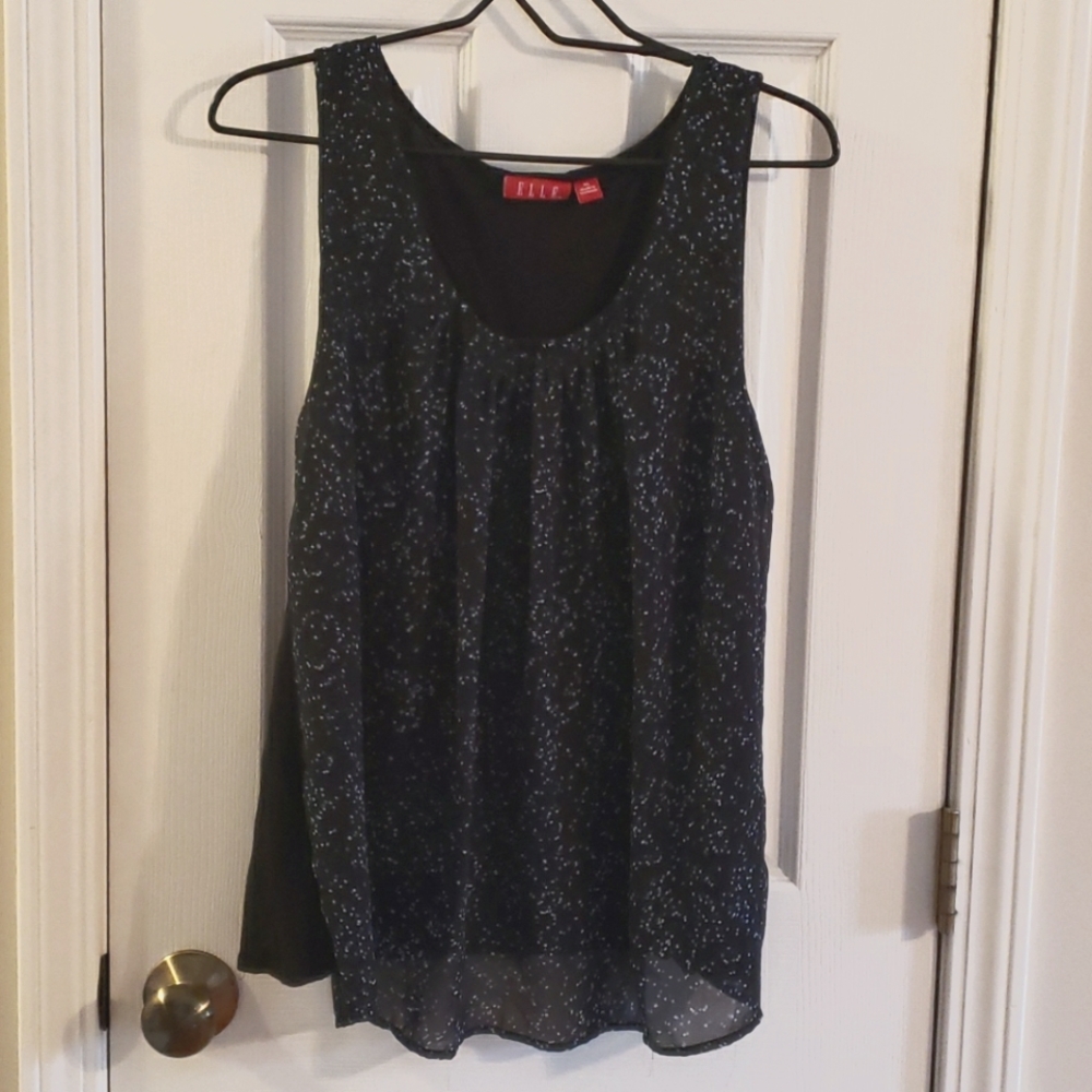 Black with Blue Dots Sheer Tank